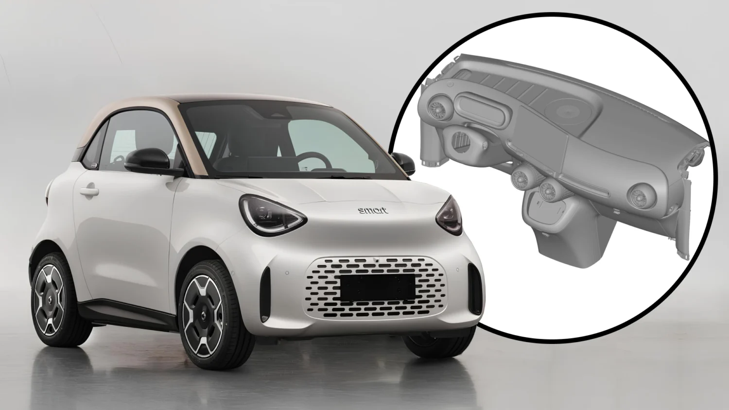 Интерьер Smart #2 раскрыт на патентном изображении: большой экран и два беспроводных зарядных устройства
