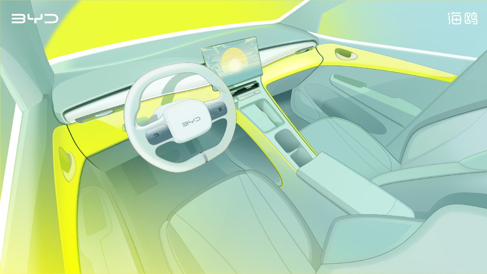 BYD показала эскизы интерьера Seagull второго поколения: минимализм и новая архитектура салона